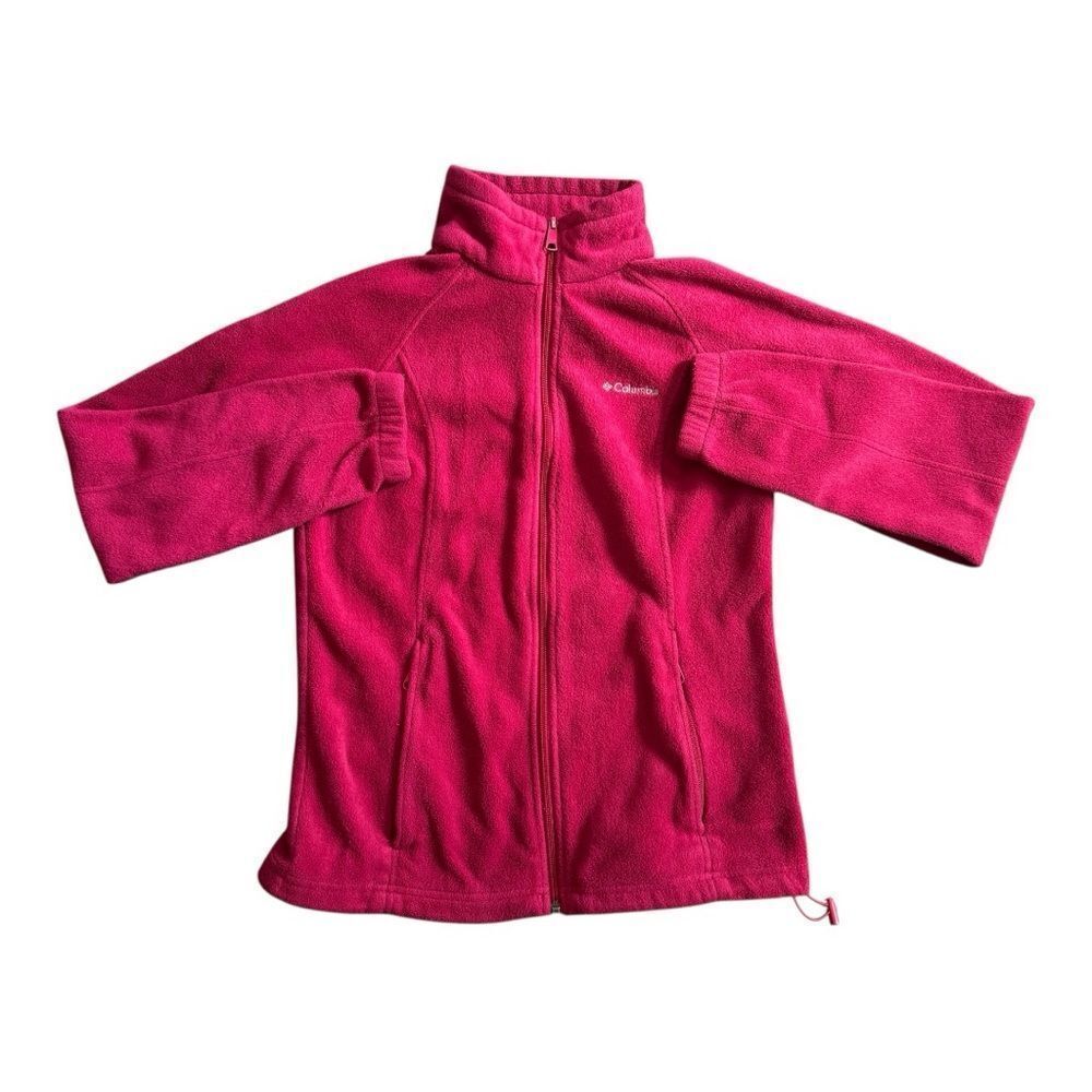 Columbia Fleece Zip Up Magenta Pink Medium Zipper Pockets Athleisure